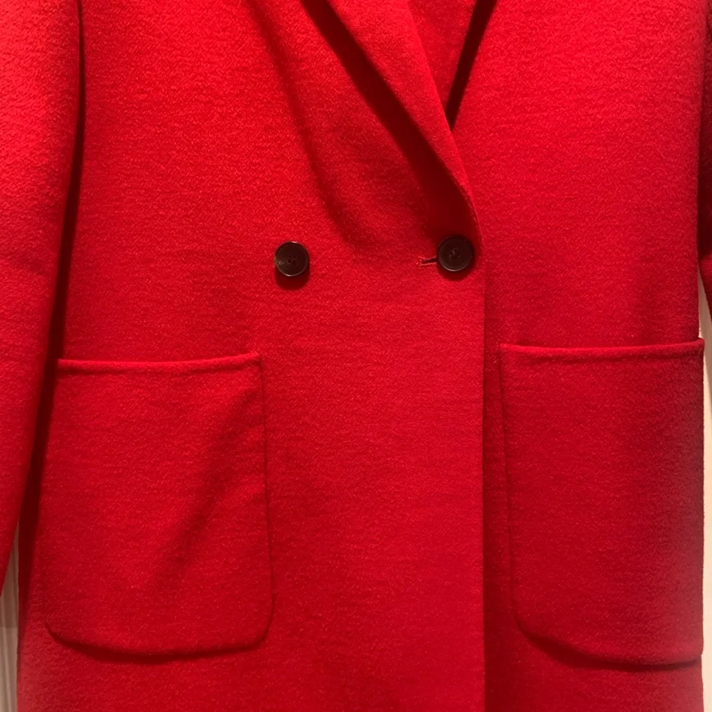 NWOT Zara Women's Red Double-Breasted Coat - Picture 3 of 13